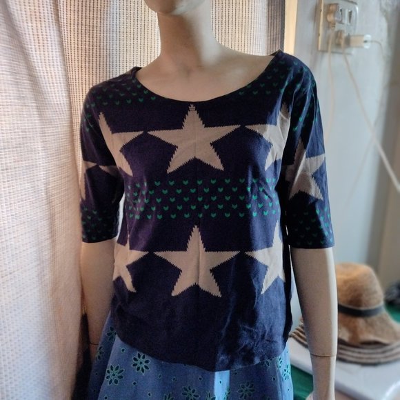 VERO MODA Vintage Look Boat Neck Top - M - Picture 2 of 2